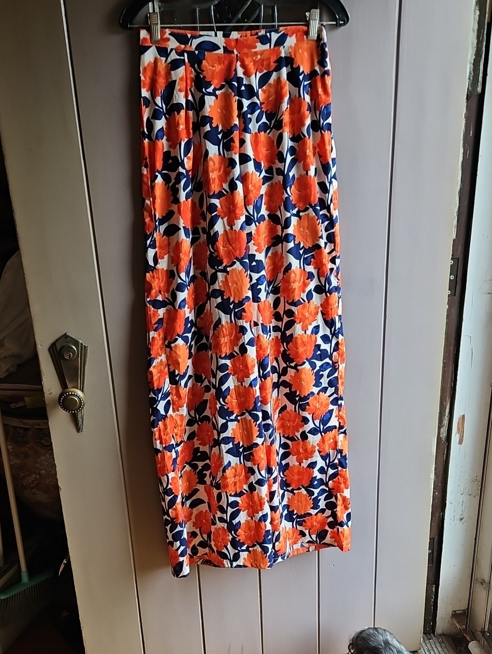 Compania Fantastica Orange and Blue Floral High Waisted Wide Leg Pant